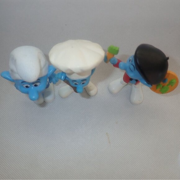 Set 3 Smurfs Figurines Painter Chef Panicky Collectible Plastic Toys 3" Mcdonald - Picture 2 of 5
